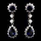 Princess Kate Middleton Inspired Silver Clear & Sapphire CZ Drop Earrings 5560