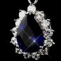 Princess Kate Middleton Inspired Silver Clear & Sapphire CZ Drop Earrings 5560