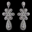 Charming Silver Clear & AB Crystal Flower Dangle Earrings 8587