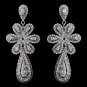 Charming Silver Clear & AB Crystal Flower Dangle Earrings 8587