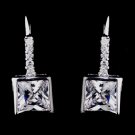 Gorgeous Silver Clear Princess Cut CZ Earrings 8630