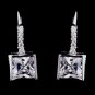 Gorgeous Silver Clear Princess Cut CZ Earrings 8630