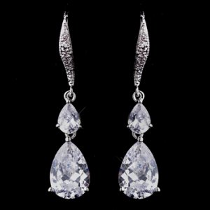 Delightful Silver Clear CZ Dangle Earrings 8631