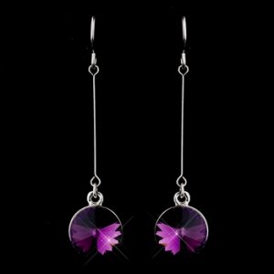 Elegant Silver Amethyst Crystal Drop Earrings 25729