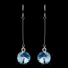 Elegant Silver Aqua Crystal Drop Earrings 25729