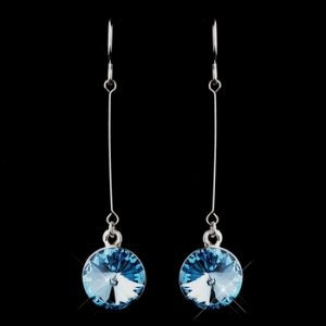 Elegant Silver Aqua Crystal Drop Earrings 25729