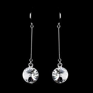 Elegant Silver Clear Crystal Drop Earrings 25729