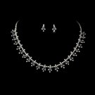 Dazzling Silver Clear Rhinestone Necklace & Earring Set NE 357