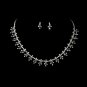 Dazzling Silver Clear Rhinestone Necklace & Earring Set NE 357