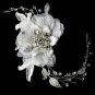Vintage Lace Flower Bridal Comb w/ Silver Clear Rhinestones 8155