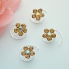 Silver/Tan Floral Hair Accents Twist In's 01 (Set of 12)