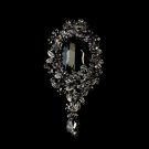 Antique Silver w/ Smoked Black Crystals Brooch 81