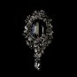 Antique Silver w/ Smoked Black Crystals Brooch 81
