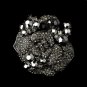 Antique Silver w/ Black Crystals Brooch 86