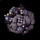 Antique Silver w/ Tanzanite and Amethyst Crystals Brooch 86