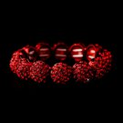 Red on Black Pave Ball Stretch Bracelet 8543