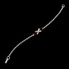 Silver Red Rhinestone Bow Bracelet B 342