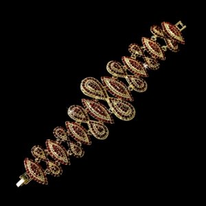 Glamorous Vintage Gold Ruby Rhinestone Bracelet 8290