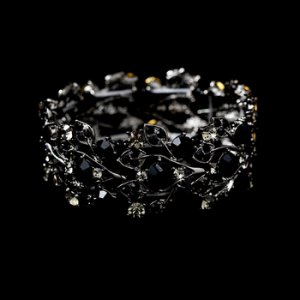 Leaf Design Silver & Black Wedding Bracelet B 930
