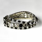 Silver Black Multi Stretch Rhinestone Bracelet B 963
