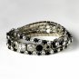 Silver Black Multi Stretch Rhinestone Bracelet B 963