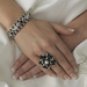 Silver Black Multi Stretch Rhinestone Bracelet B 963