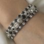 Silver Black Multi Stretch Rhinestone Bracelet B 963