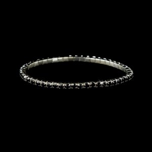Charming Silver Black Rhinestone Stretch Bracelet 8011
