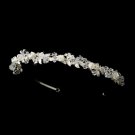 Crystals & Porcelain Flowers Silver Headband Headpiece 3890