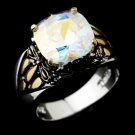 Beautiful Designer Inspired Silver Aurora Borealis CZ Ring 4115