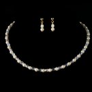 Precious Children's Gold Ivory Pearl & AB Crystal Bead Necklace & Earring Set 8443