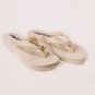 Low Heel Ivory Wedge Flip Flops with Sequins & Swarovski Crystals