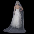 Bridal Wedding Single Layer Rattail Satin Corded Cathedral Length Veil VR 1C