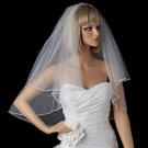 Double Layer Elbow Length Veil with Beaded Pearl Edge in White or Ivory 113 E Also Fingertip Length