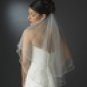 Double Layer Elbow Length Veil with Beaded Pearl Edge in White or Ivory 113 E Also Fingertip Length