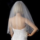 Bridal Wedding Double Layer Elbow Length Scalloped Edge w/ Pearls & Beads Veil 138