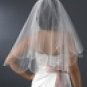 Bridal Wedding Double Layer Elbow Length Scalloped Edge w/ Pearls & Beads Veil 138