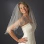Bridal Wedding Double Layer Elbow Length Scalloped Edge w/ Pearls & Beads Veil 138