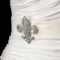 Belt with Silver Clear Fleur De Lis Brooch 109