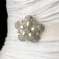 Belt with Antique Silver Floral Star Pearl Brooch 117