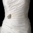 Belt with Silver Clear Crystal & Pearl Leaf Brooch 126