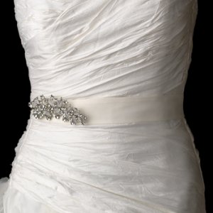 Belt with Antique Silver Clear Leaf Brooch 18