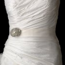 Belt with Antique Silver Clear Rhinestone & Oval Pearl Brooch 28
