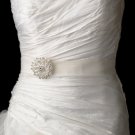 Belt with Silver Clear Round Brooch 3171