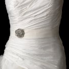 Belt with Antique Silver Clear Floral Swirl Crystal Brooch 37