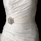 Belt with Antique Silver Vintage Floral Crystal & Pearl Brooch 38