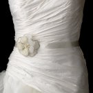 Belt with Silver Ivory Beaded Flower Pearl Brooch 41