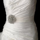 Belt with Antique Silver Clear AB Crystal Floral Brooch 53