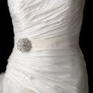 Belt with Antique Silver Clear Crystal Floral Brooch 57