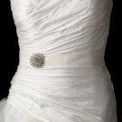 Belt with Antique Silver Clear Crystal Floral Brooch 59